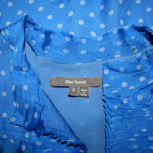 Blue Tassel Tops - Blue Tassel Small Polka Dot Silk Sleeveless Top Blue Tassel Tops - Blue Tassel Small Polka Dot Silk Sleeveless Top